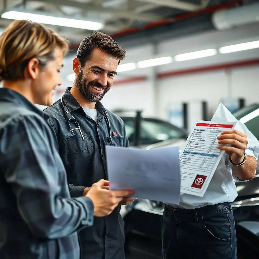 Inspector explaining vehicle inspection findings