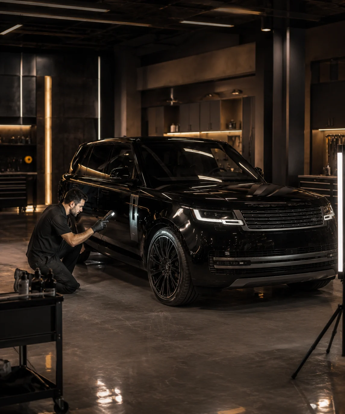 Range Rover bodywork inspection in Dubai