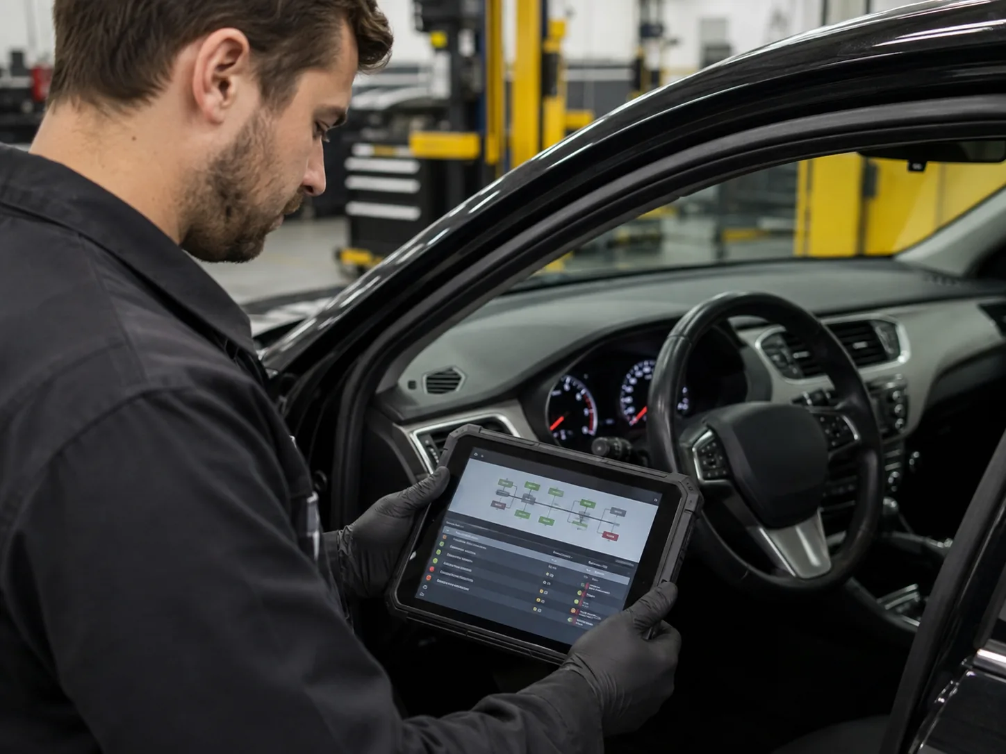 Airbag control module diagnostic scan and fault-code review
